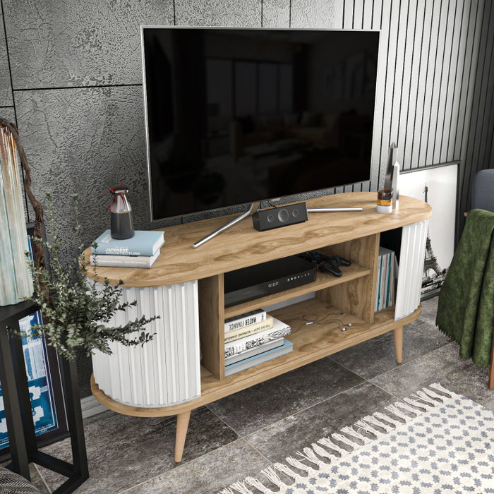 Hanah Home Soporte de TV Roble Oud y Blanco